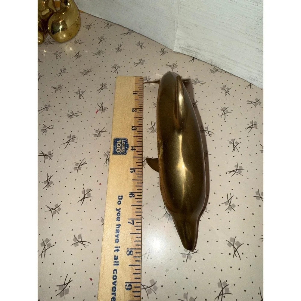 Vintage Brass Dolphin Figurine 8 Inch Nautical Mid‎ Century Modern Decor Korea